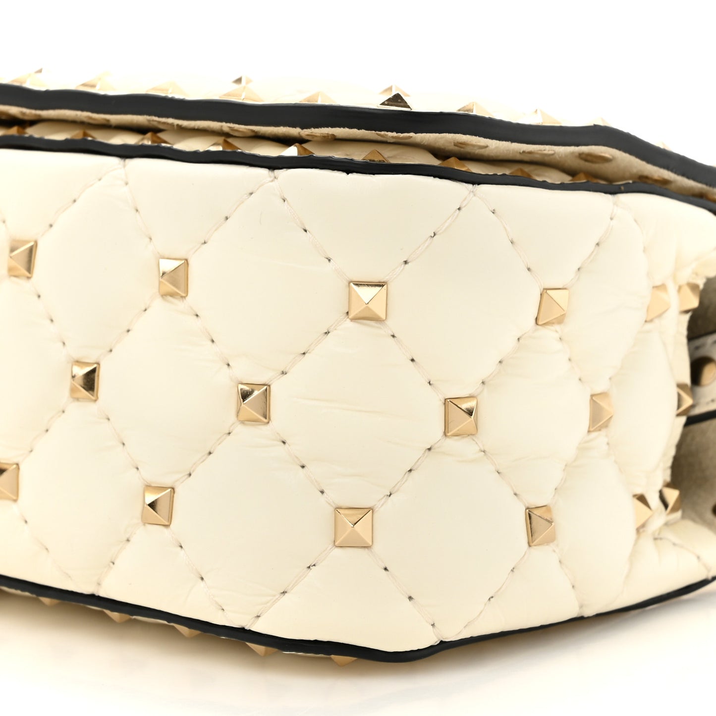 Calfskin Rockstud Spike Convertible Shoulder Bag Ivory
