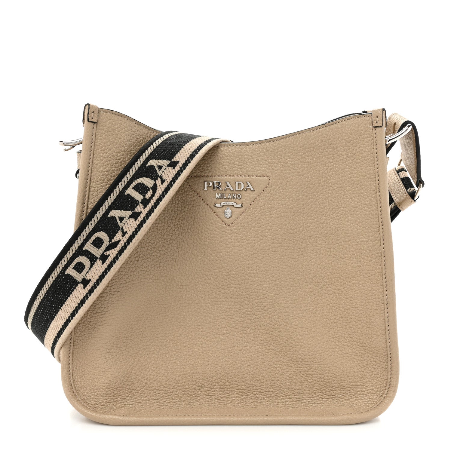 Prada Vitello Daino Soft Hobo Messenger Bag Sabbia 1 of 9