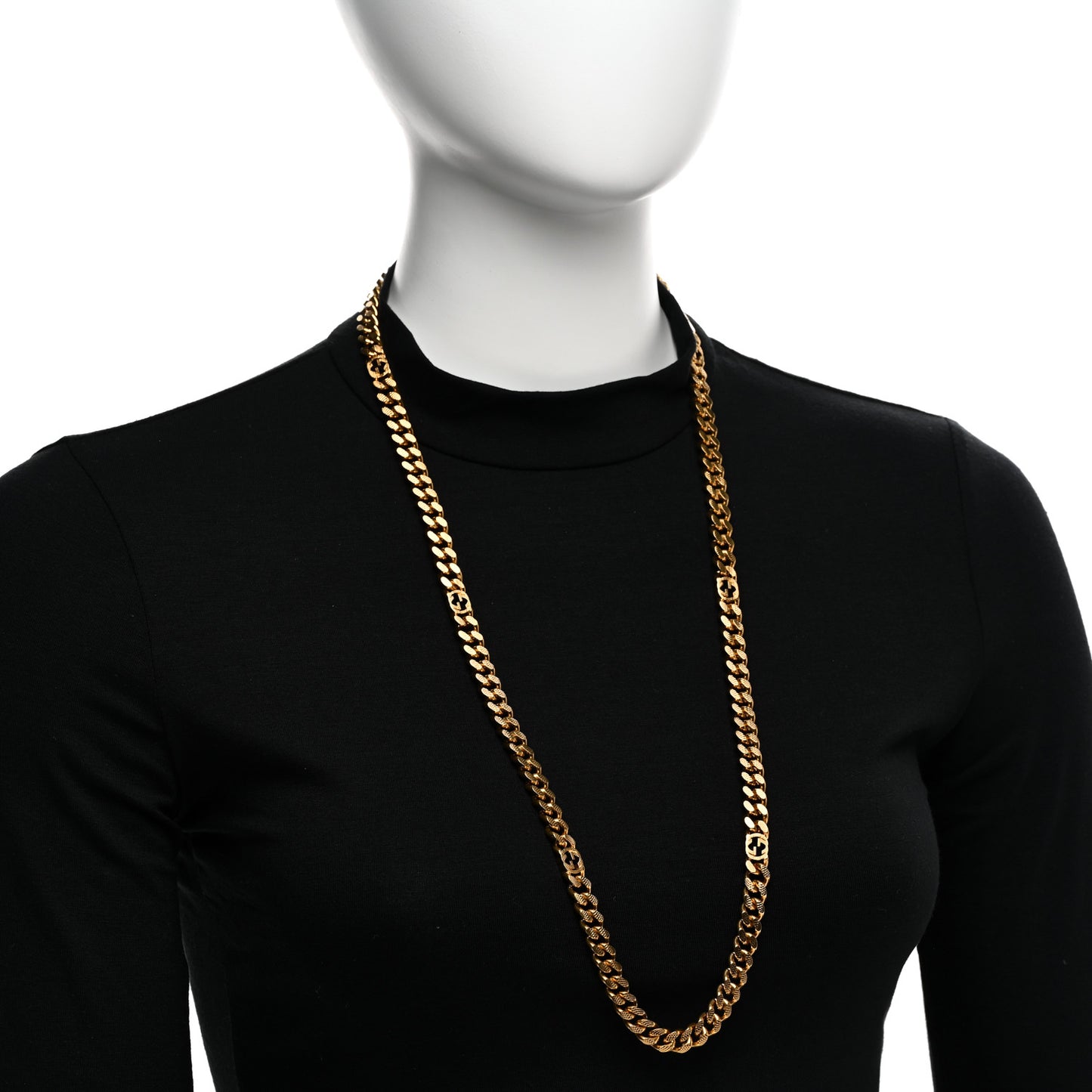 Metal Interlocking GG Chain Necklace Gold