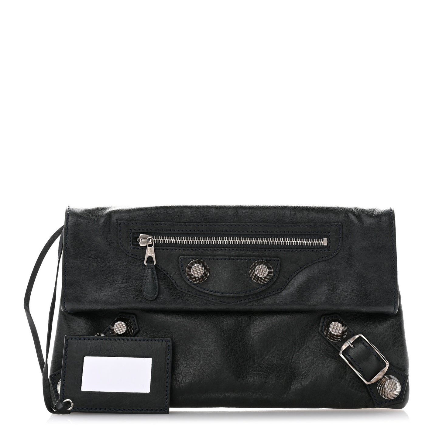 Agneau Giant 21 Silver Hardware Envelope Clutch Anthracite