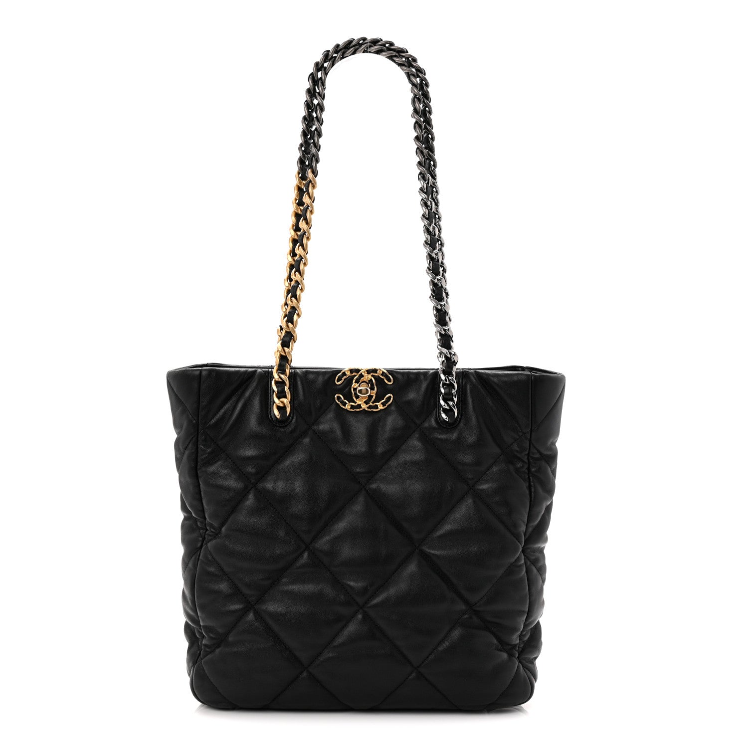 Chanel Lambskin Quilted Chanel 19 Shopping Bag Black 1775648