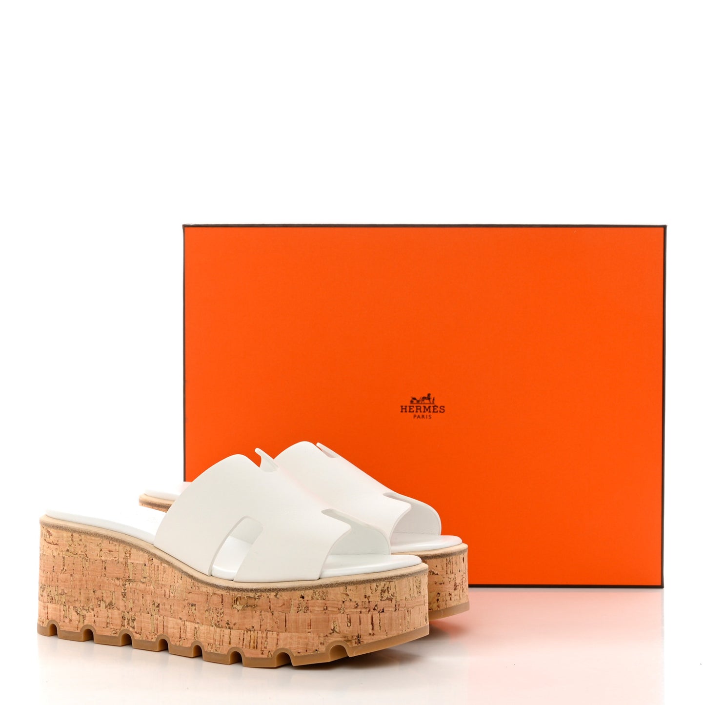 Calfskin Cork Eze 30 Sandals 36 White