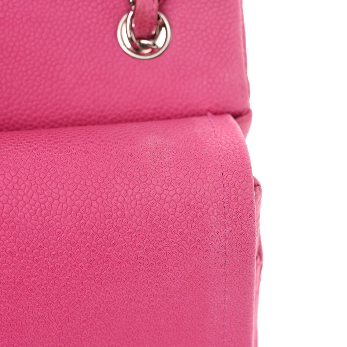 Iridescent Caviar Quilted Jumbo Double Flap Pink