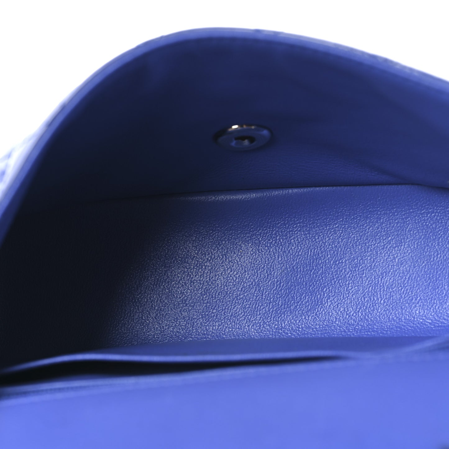 Patent Calfskin Quilted Mini Rectangular Flap Blue