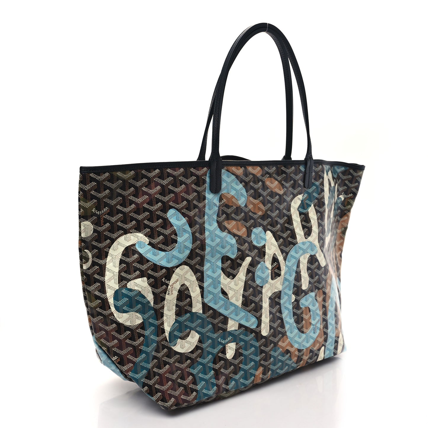 Goyardine Saint Louis Lettres Camouflage GM Black Blue