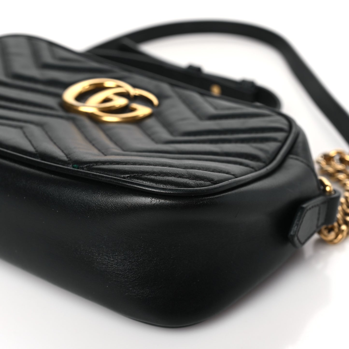 Calfskin Matelasse Small GG Marmont Chain Shoulder Bag Black