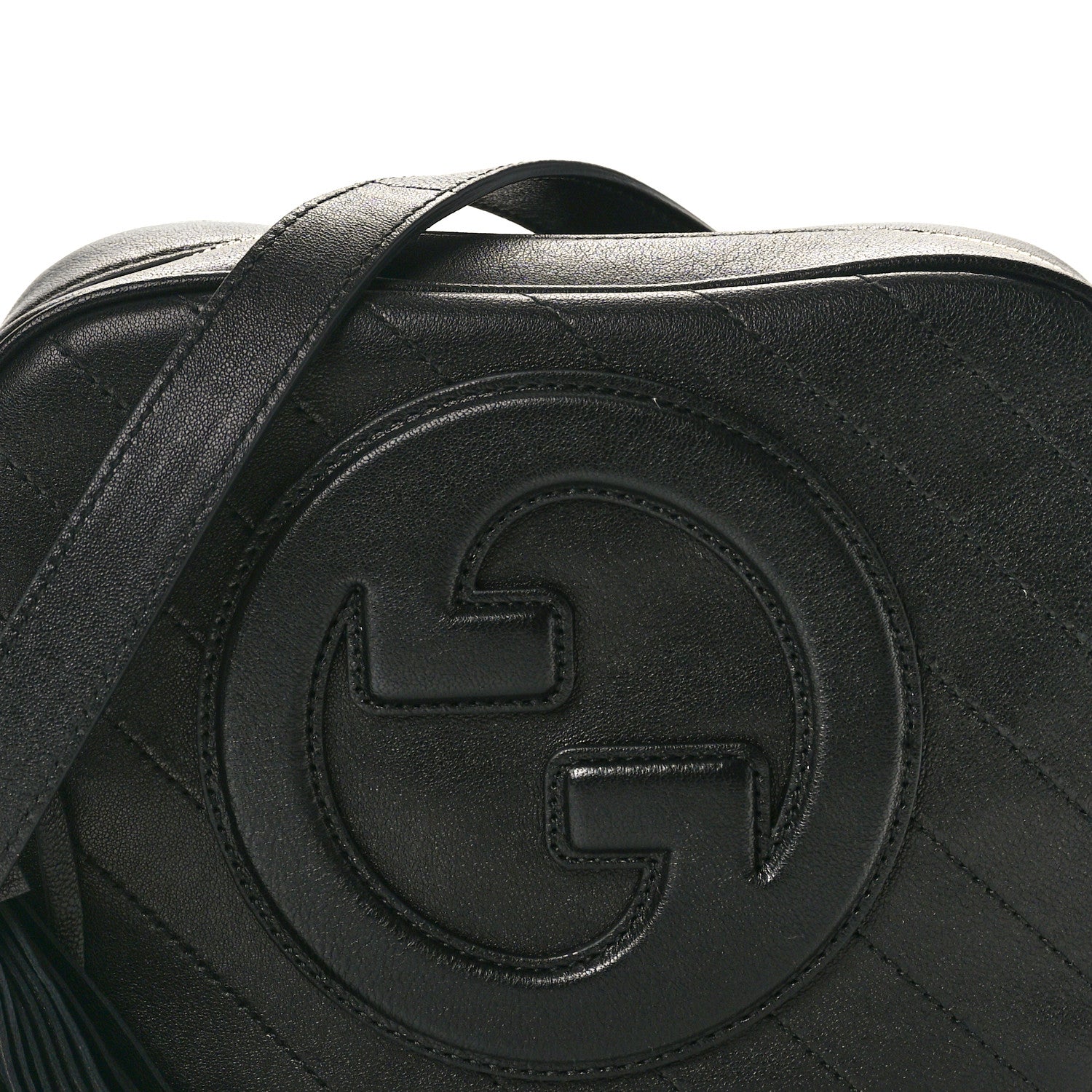 Gucci Sakai Be Green Calfskin Diagonal Stitched Small Blondie Shoulder Bag Black 7 of 9