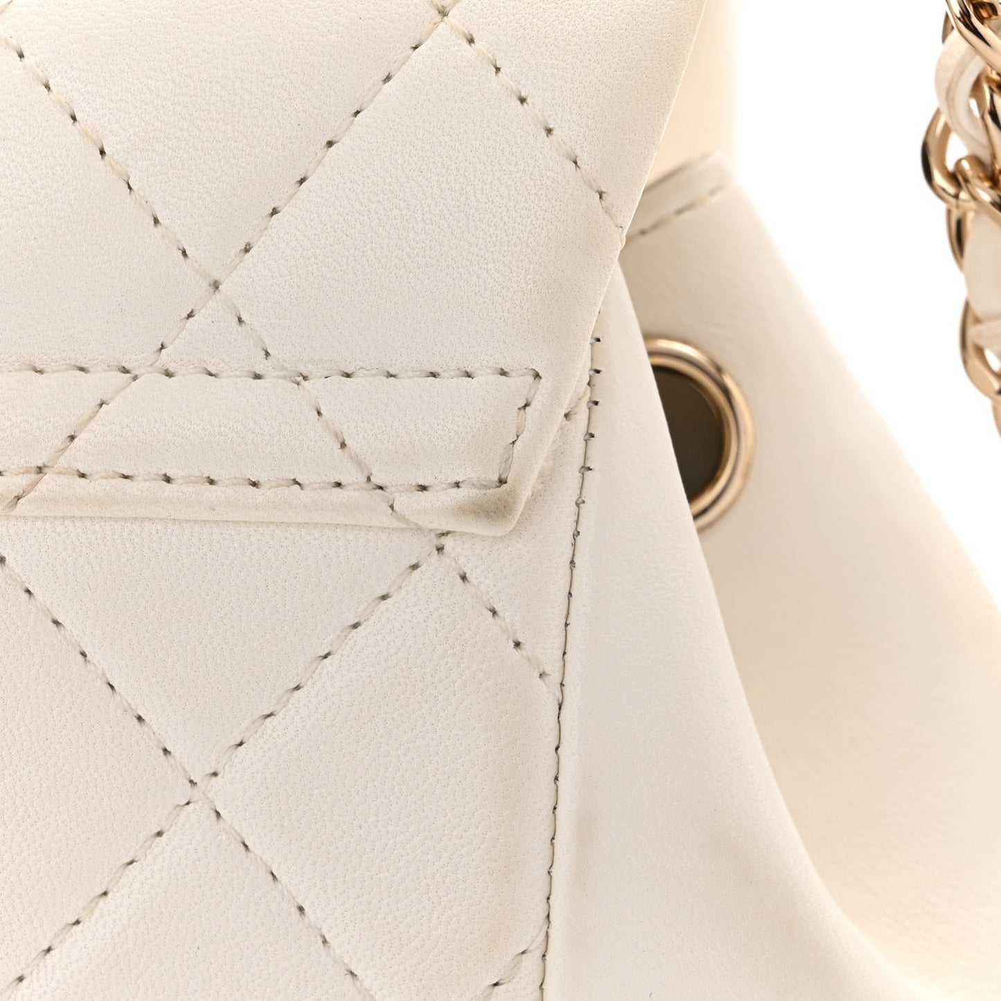 Lambskin Quilted Small Duma Drawstring Backpack White