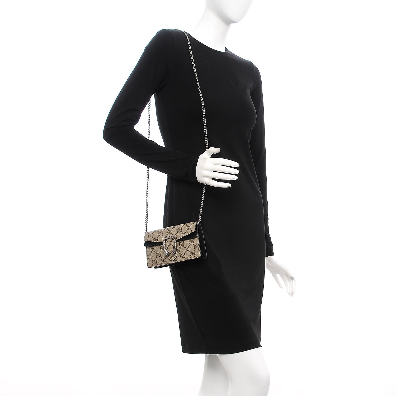 Gucci GG Supreme Monogram Super Mini Dionysus Shoulder Bag Black 2 of 8