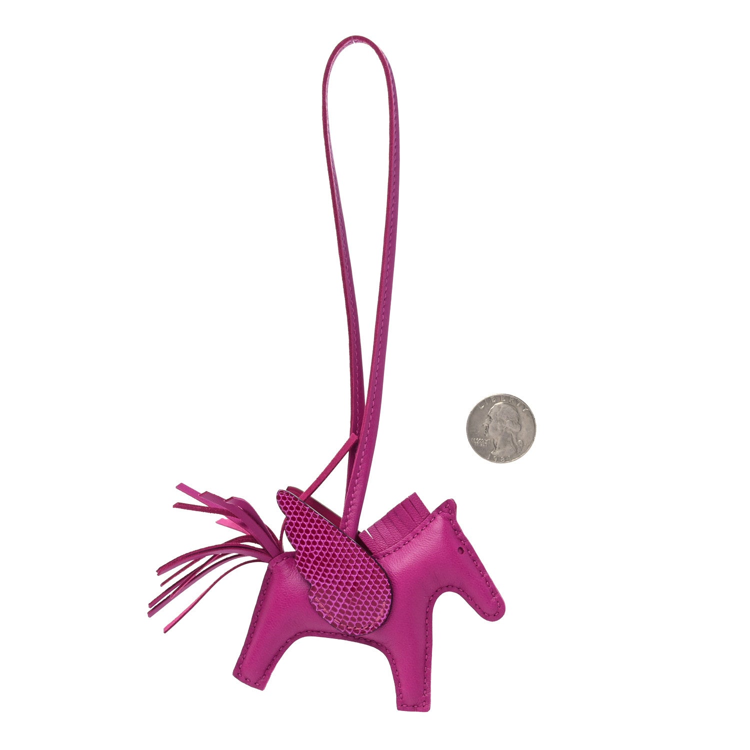 Hermes Milo Lambskin Lizard Touch Grigri Rodeo Pegase Horse Bag Charm PM Rose Poupre 2 of 5