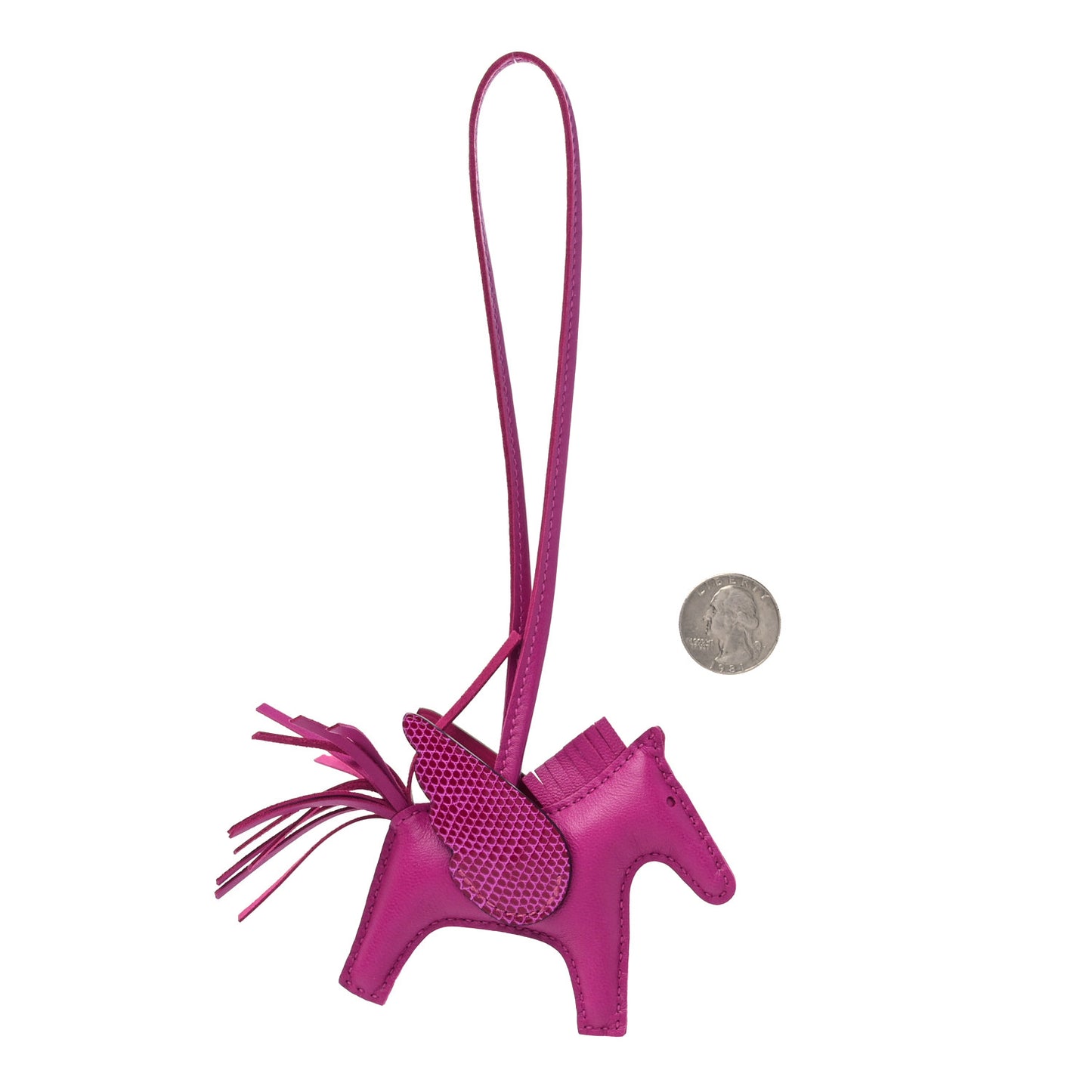 Milo Lambskin Lizard Touch Grigri Rodeo Pegase Horse Bag Charm PM Rose Poupre