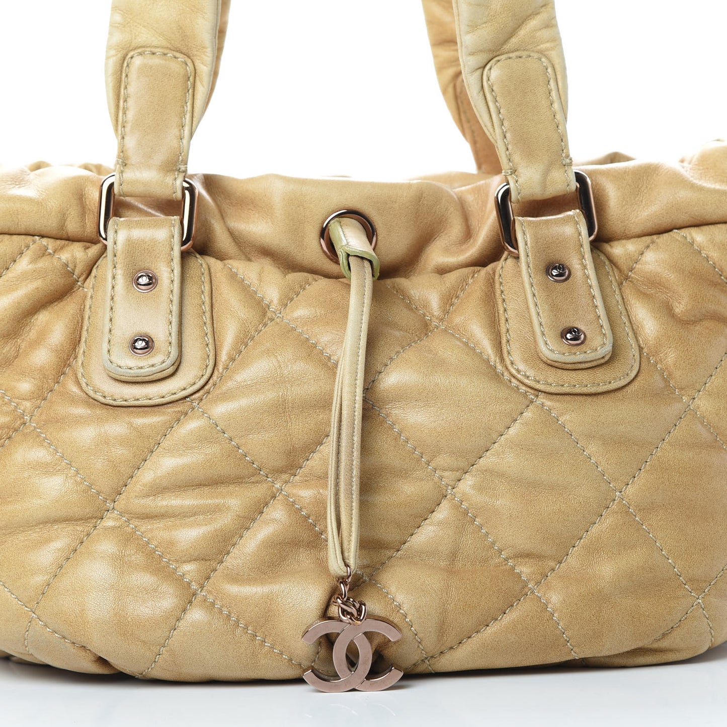 Lambskin Quilted Cloudy Bundle East West Tote Light Beige