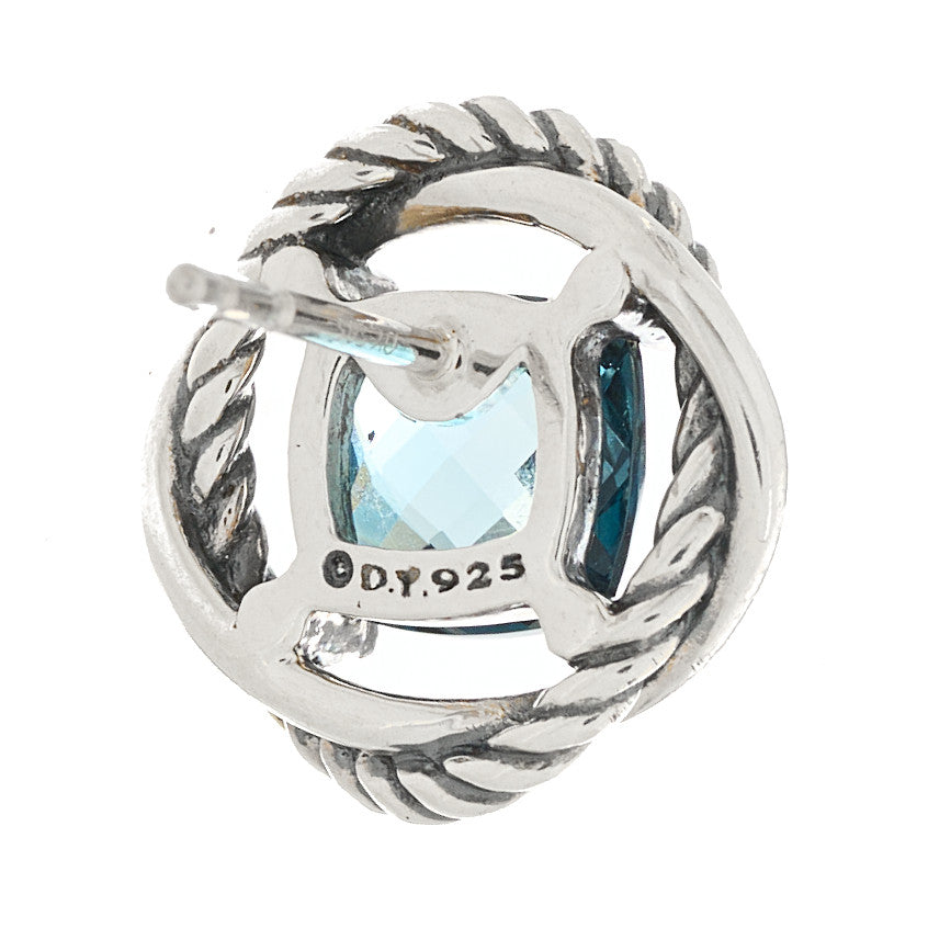 David Yurman Sterling Silver Hampton Blue Topaz 7mm Infinity Earrings 4 of 4