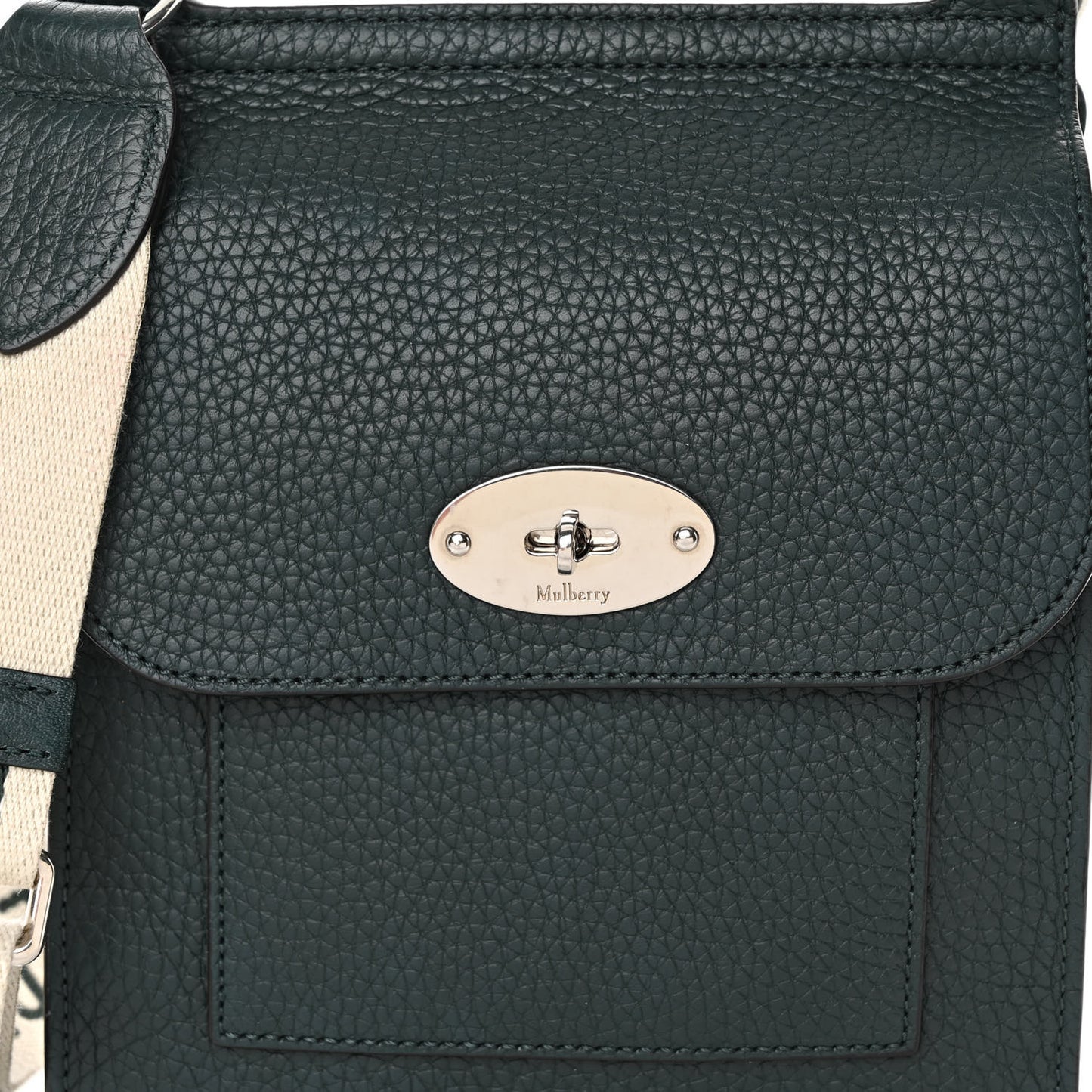 Natural Grain Calfskin Small Antony Messenger Crossbody Mulberry Green