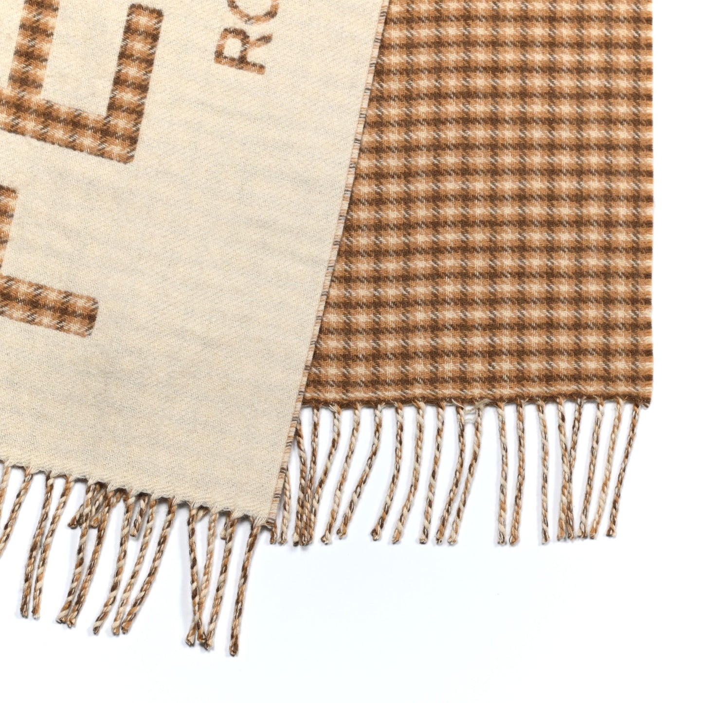 Wool Cashmere Logo Reversible Scarf White