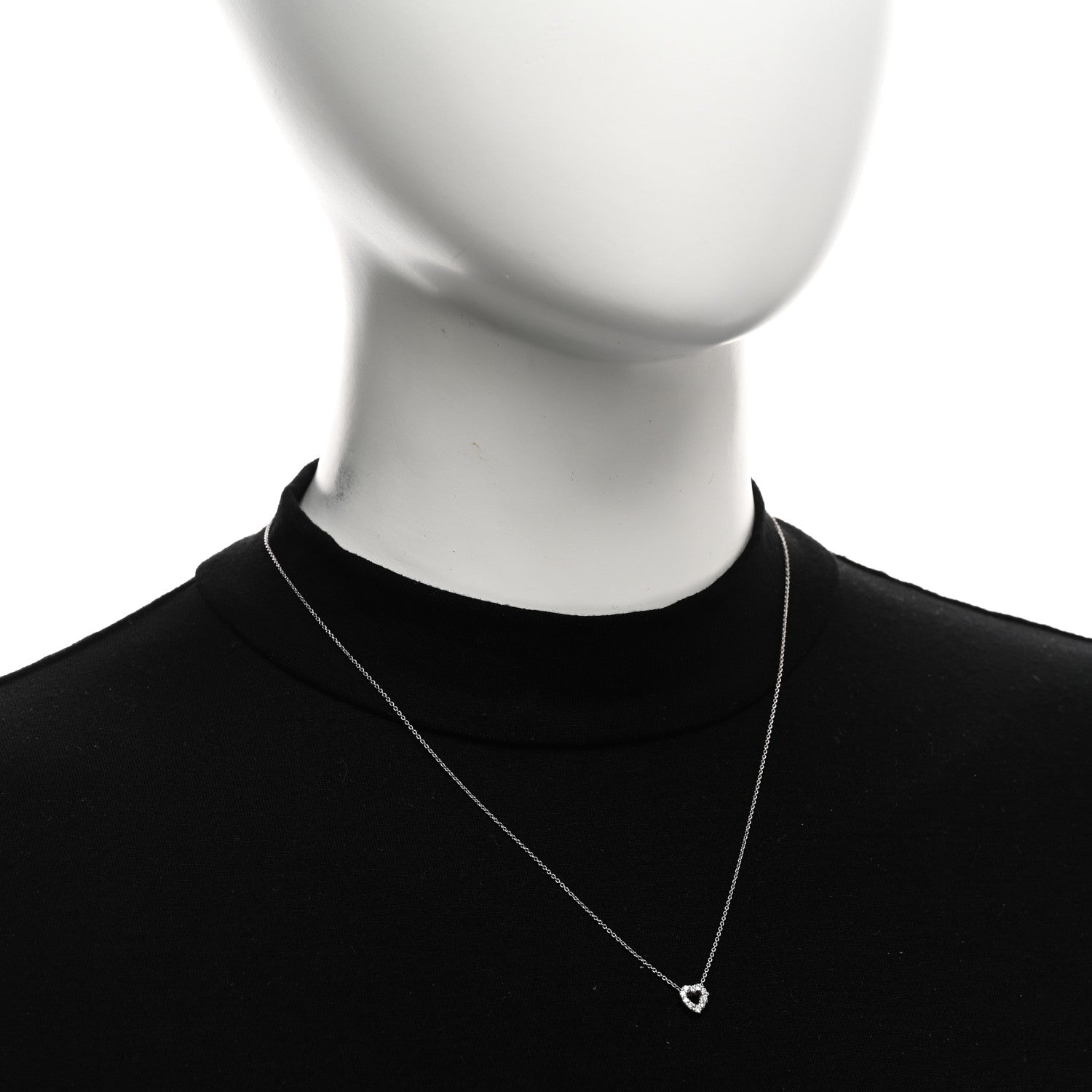 Roberto Coin 18K White Gold Diamond Tiny Treasures Heart Pendant Necklace 2 of 4