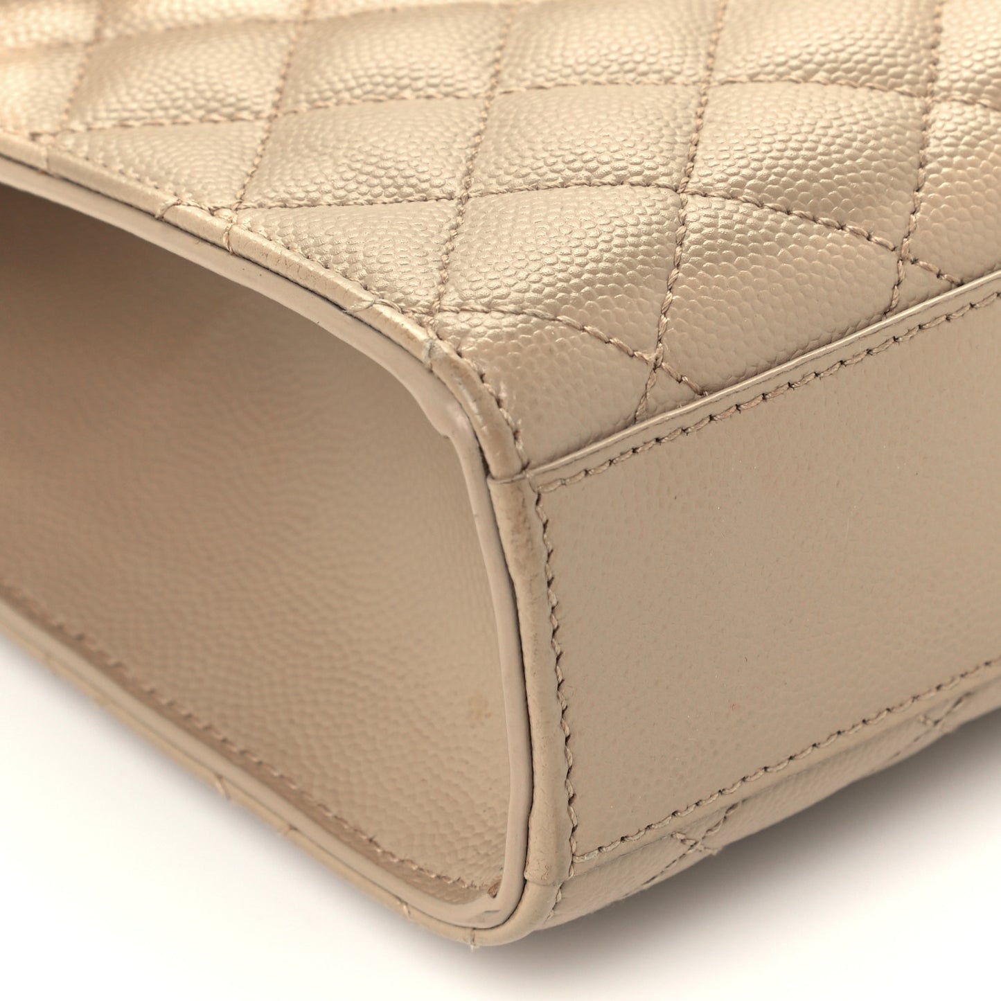 Grain De Poudre Textured Mixed Matelasse Medium Triquilt Monogram Satchel Dark Beige