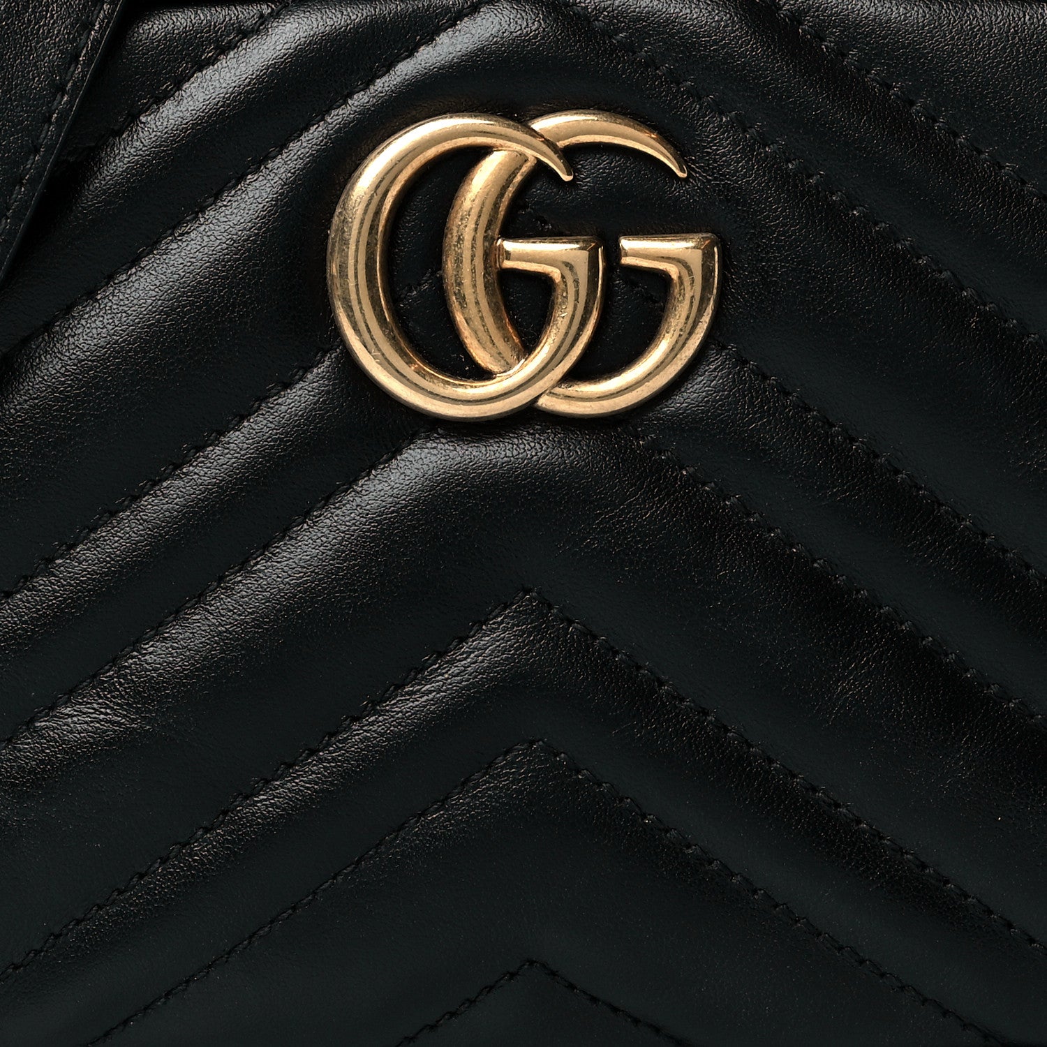 Gucci Calfskin Matelasse Mini GG Marmont Chain Shoulder Bag Black 9 of 13