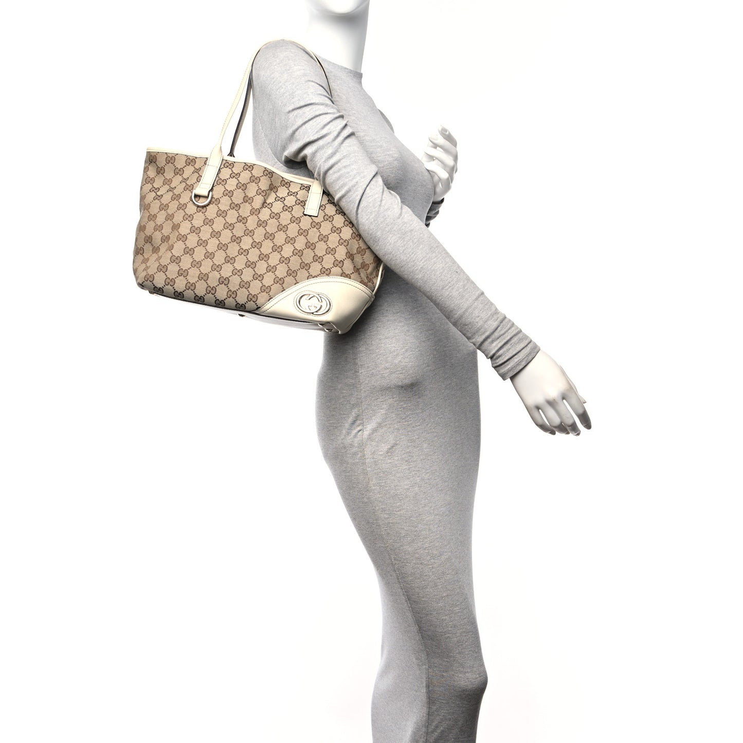 Monogram Medium New Britt Tote Off White