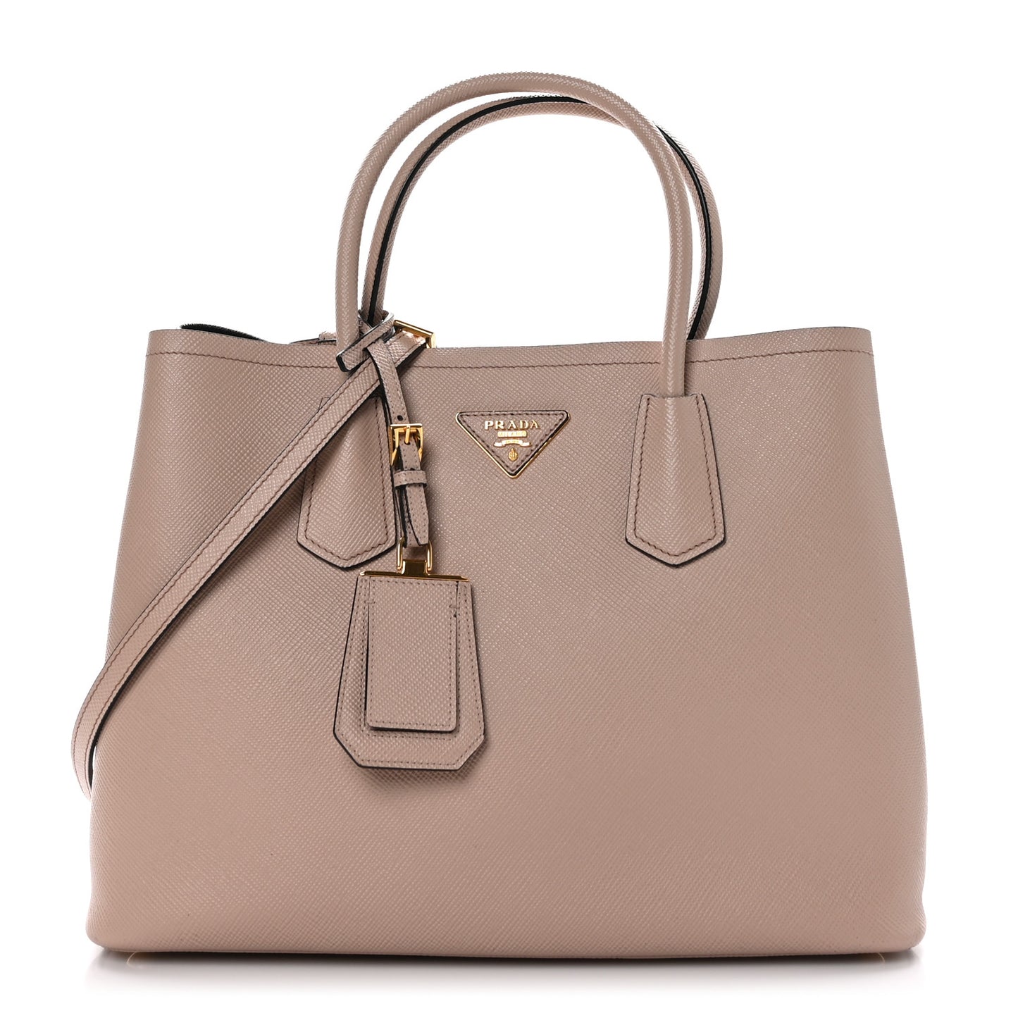 Saffiano Cuir Medium Double Bag Cammeo Black