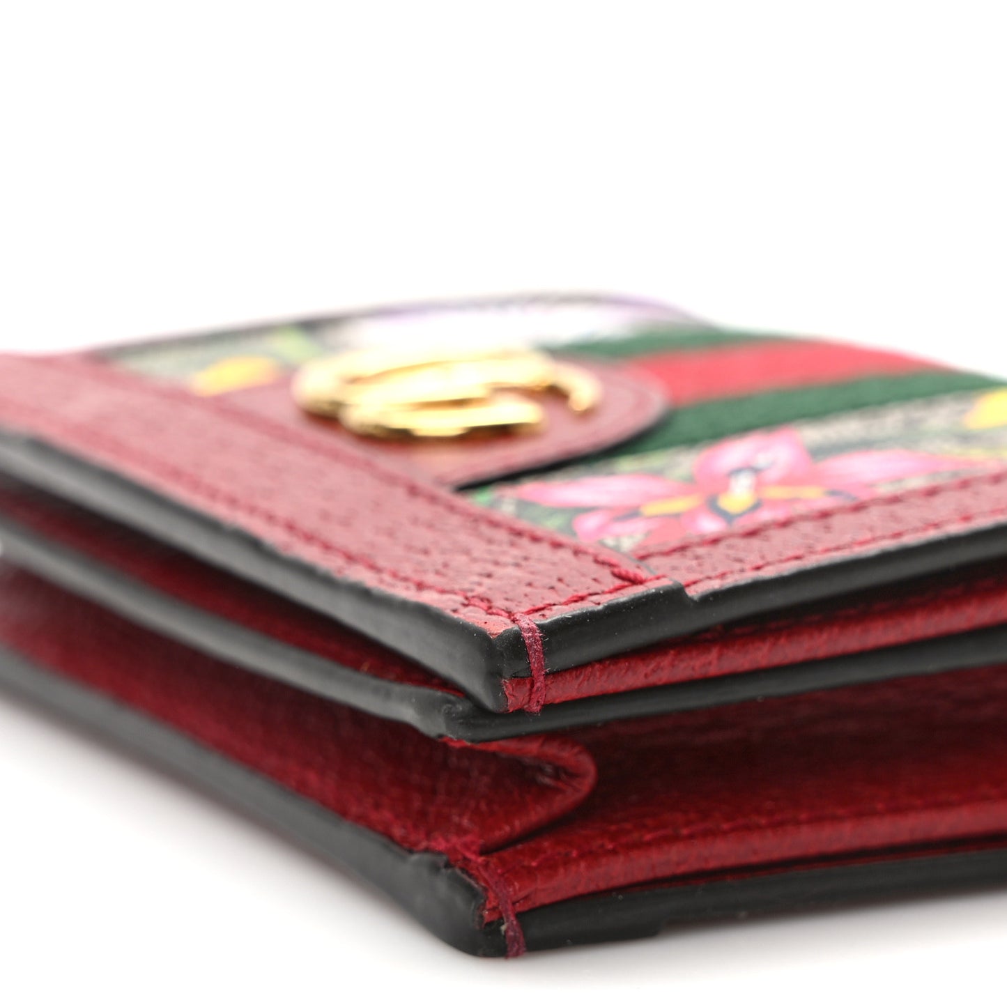 GG Supreme Monogram Flora Web Ophidia Card Case Red