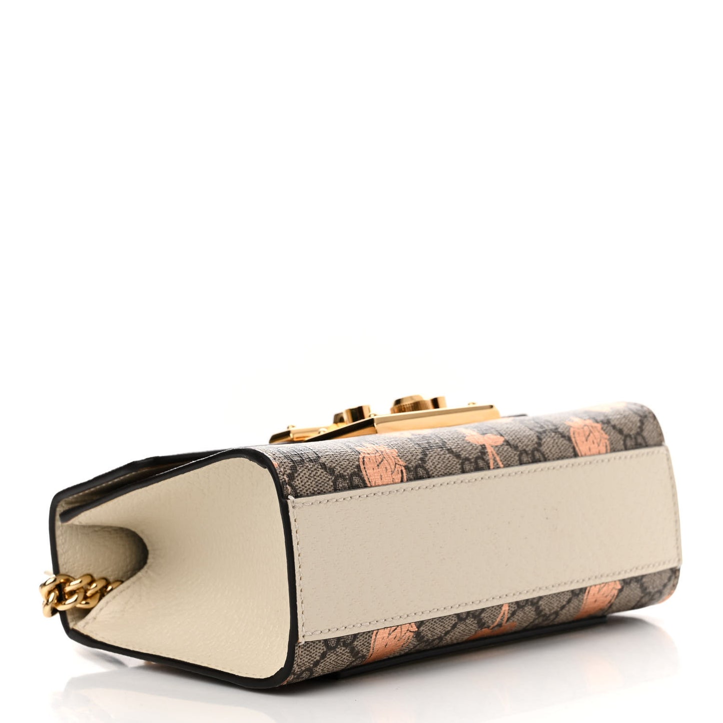 GG Supreme Monogram Berry Textured Dollar Calfskin Small Padlock Shoulder Bag Beige Ebony Light Copper Mystic White