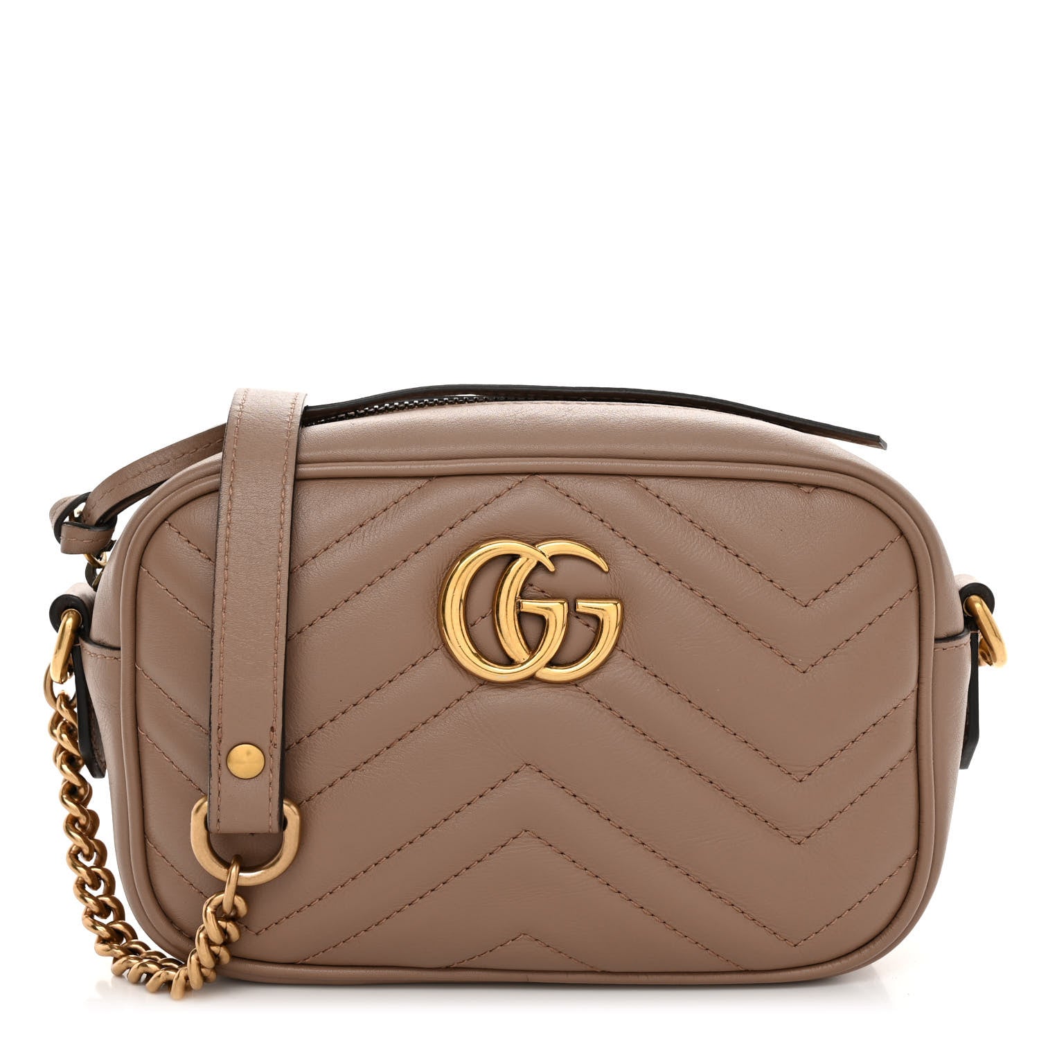 Gucci Calfskin Matelasse Mini GG Marmont Chain Shoulder Bag Porcelain Rose 1 of 10