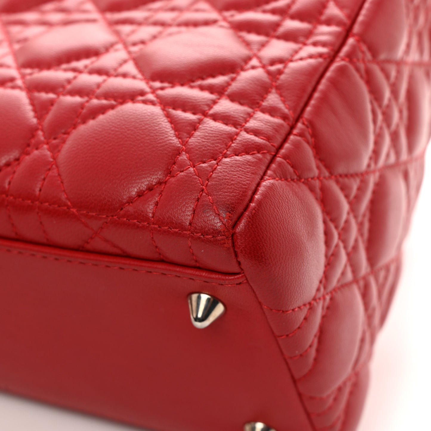 Lambskin Cannage Medium Lady Dior Red