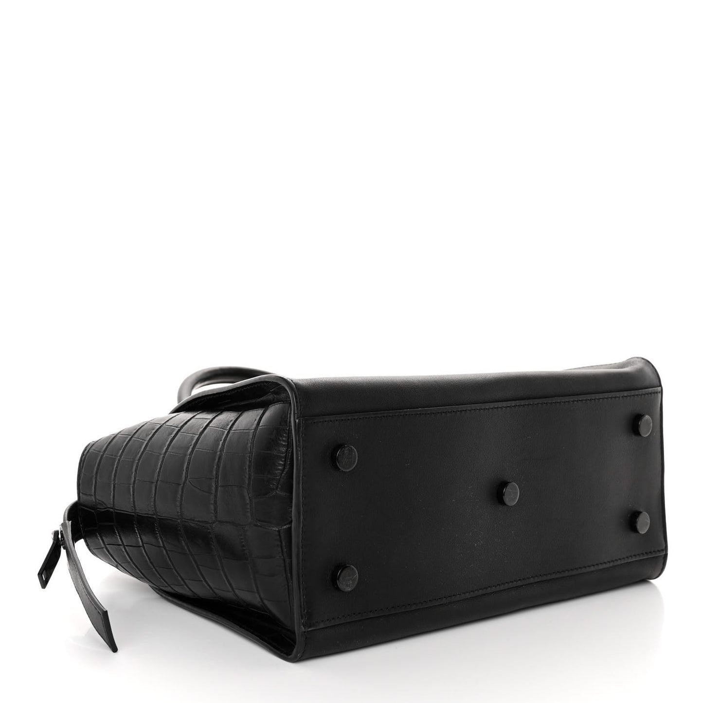 Smooth Calfskin Crocodile Embossed Baby Monogram Downtown Cabas Black