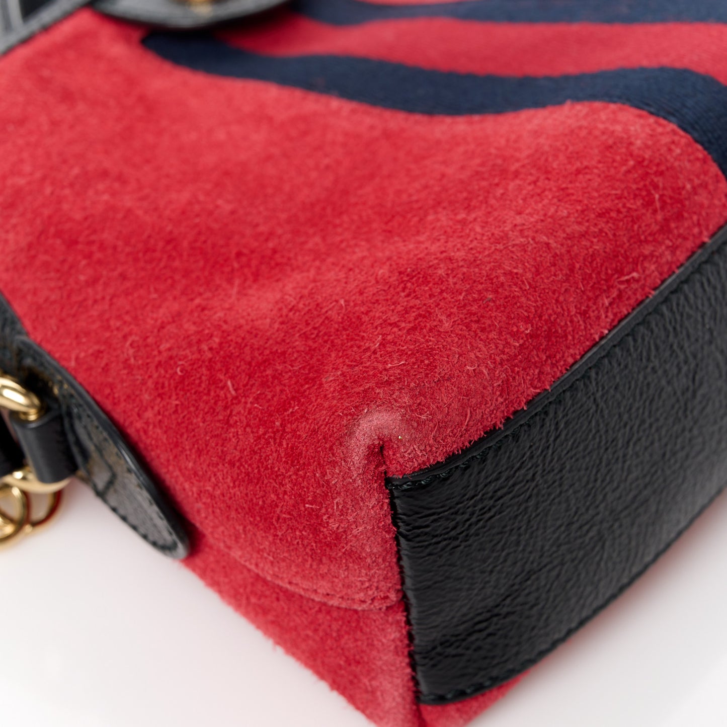 Suede Patent Web GG Small Ophidia Dome Shoulder Bag Hibiscus Red