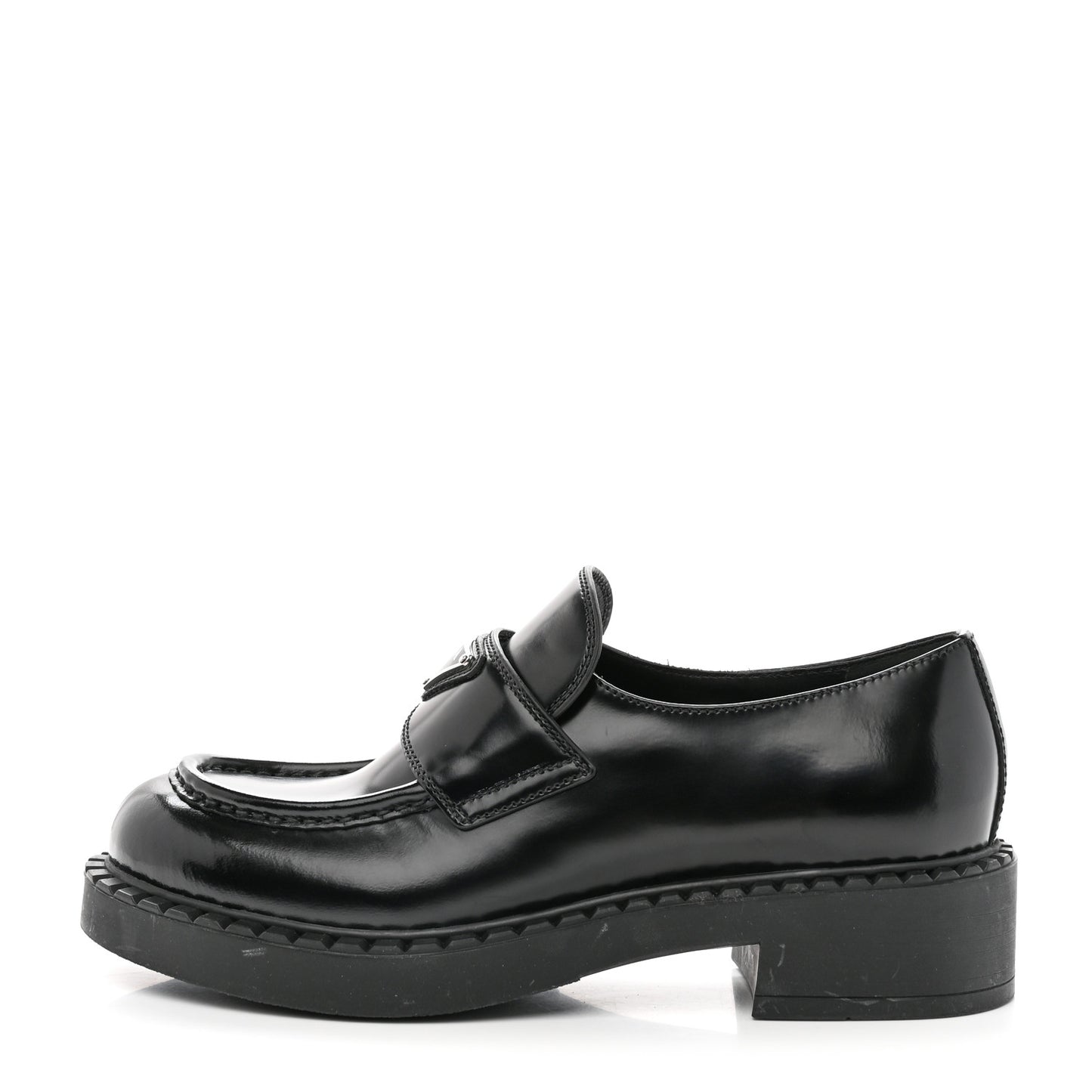Spazzolato Metal Triangle Logo 50mm Loafers 39 Black