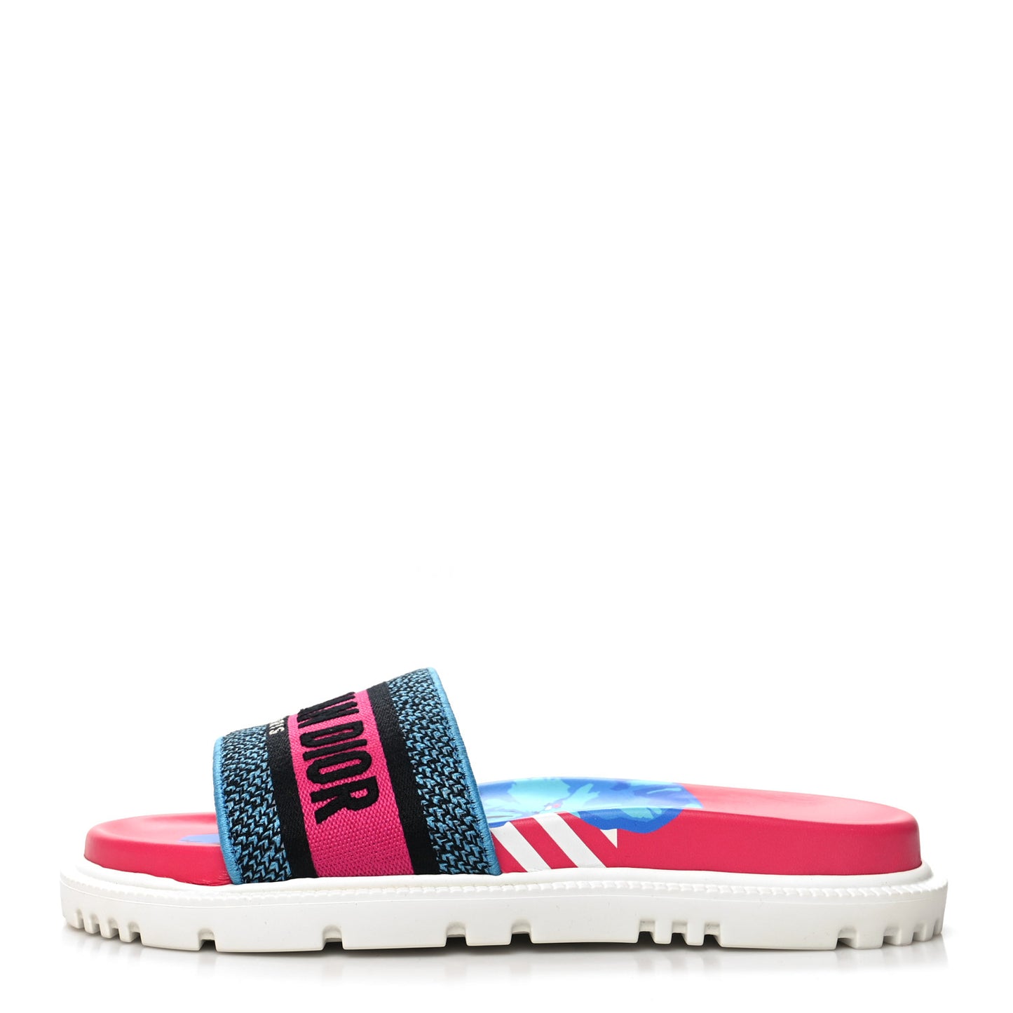 Canvas D-Flower Pop Embroidered Dway 10mm Slide Sandals 39.5 Pink Blue Multicolor