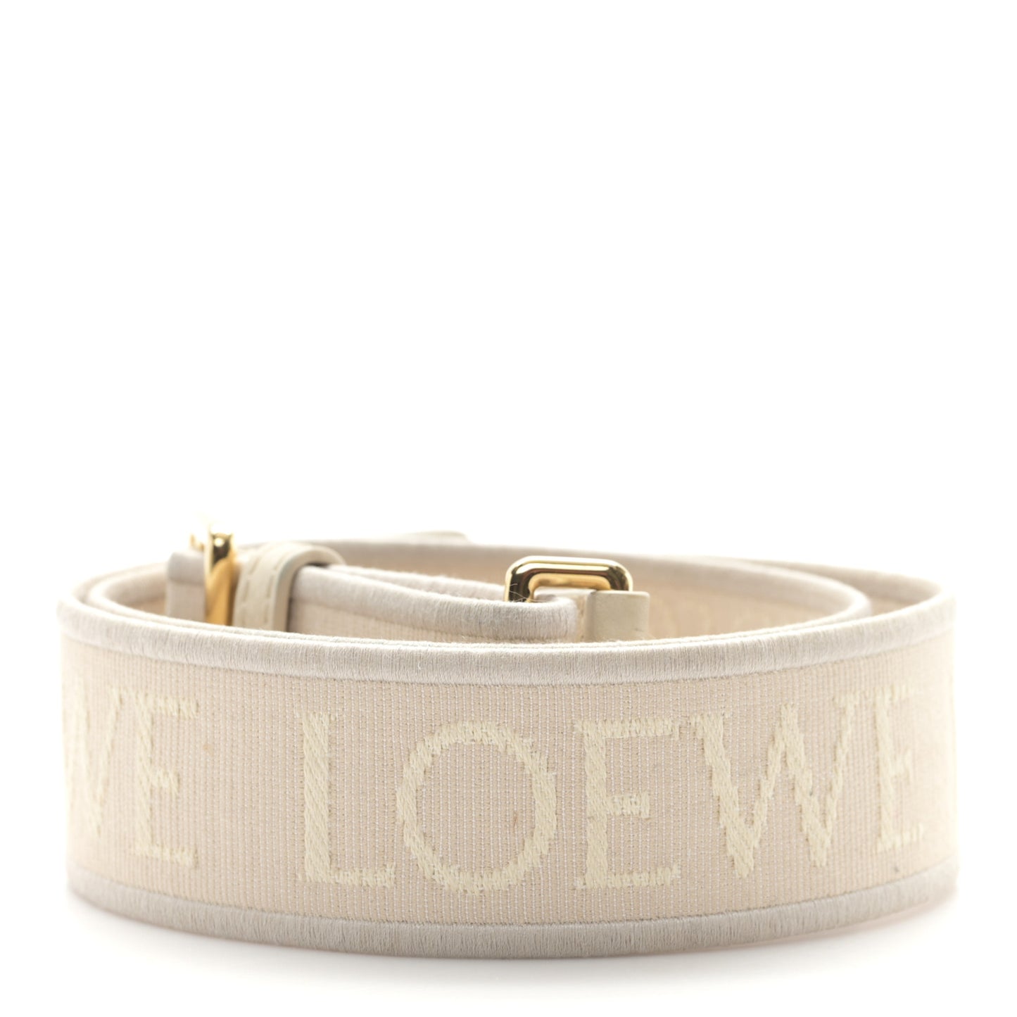 Calfskin Jacquard Webbing Anagram Strap Ecru