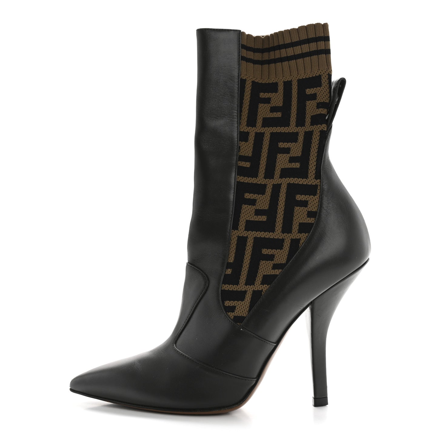 Nappa Microfiber Fabric FF Rockoko 105mm Sock Boots 37 Ebano Tobacco Black