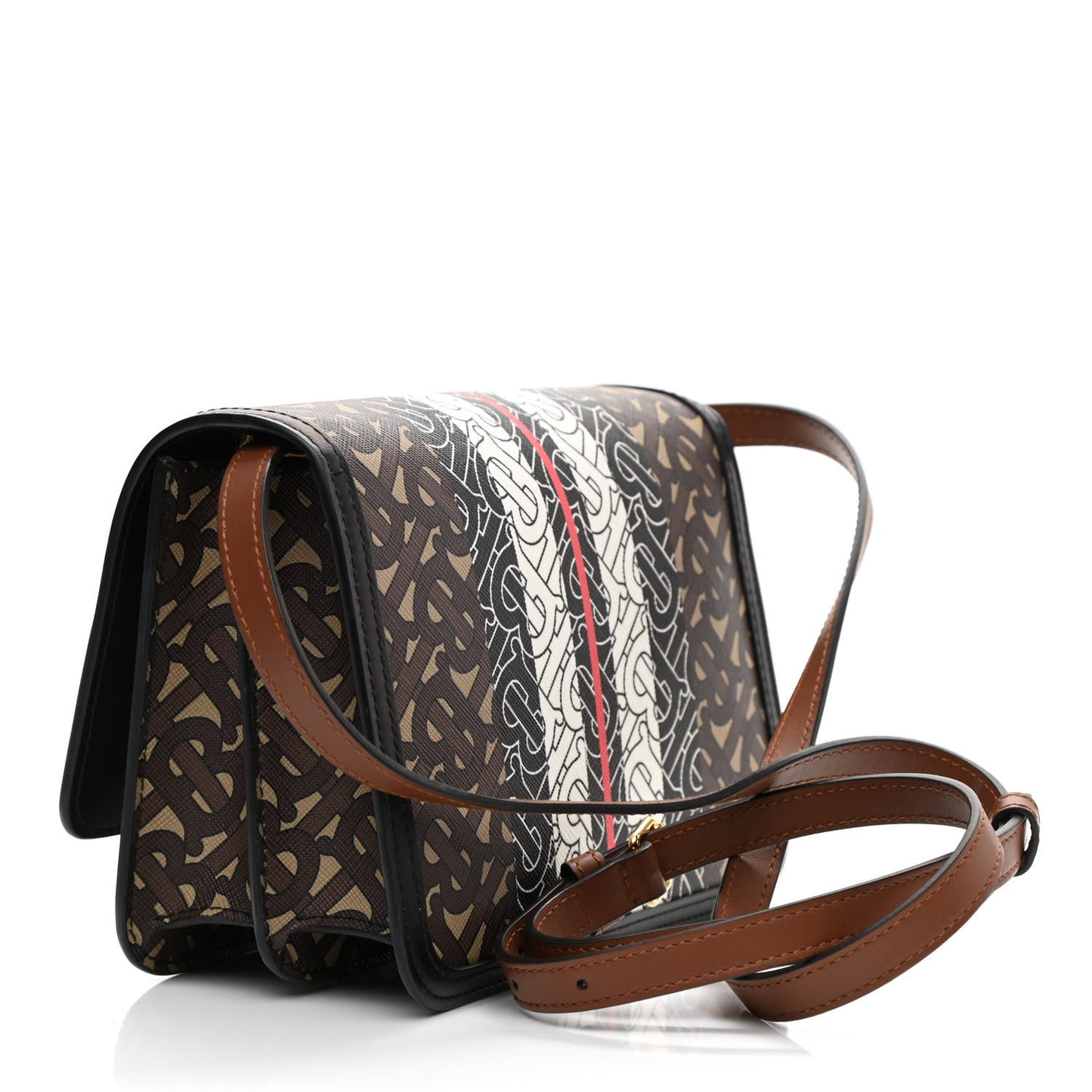 E-Canvas Monogram Stripe Small TB Bag Bridle Brown