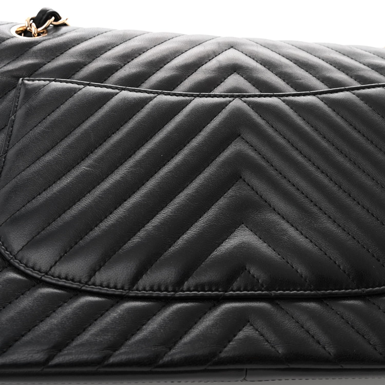 Chanel Lambskin Chevron Quilted Jumbo Double Flap Black 13 of 13