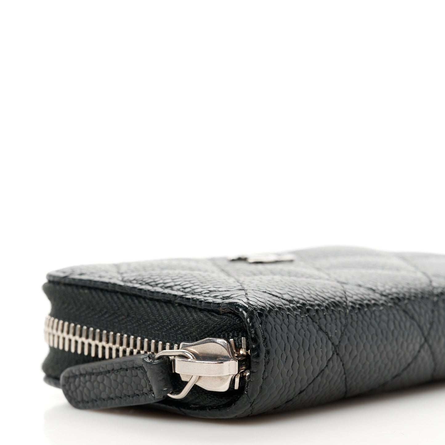Caviar Quilted Zip Coin Purse Black