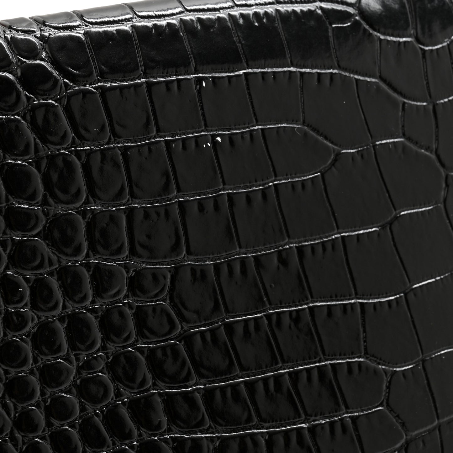 Calfskin Crocodile Embossed Uptown Monogram Clutch Black
