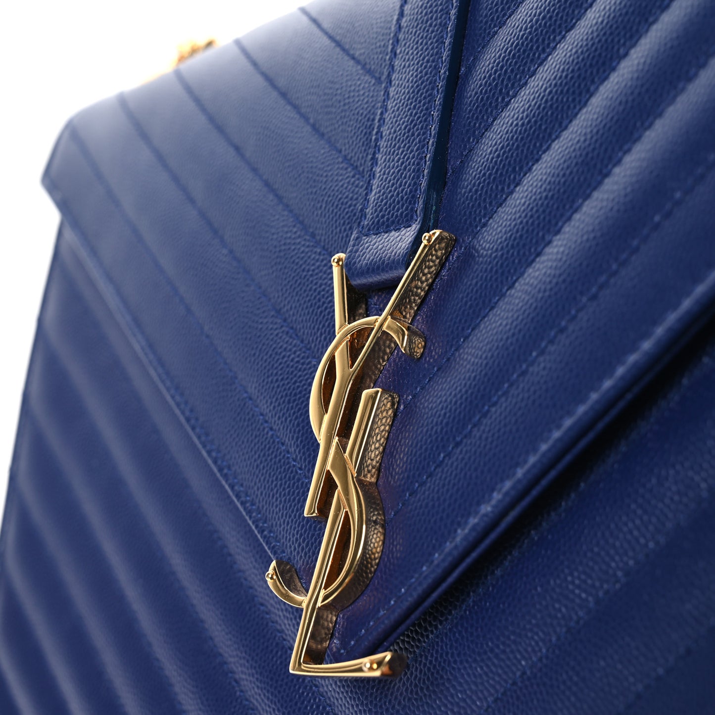Grain De Poudre Matelasse Chevron Large Monogram Satchel Navy Blue