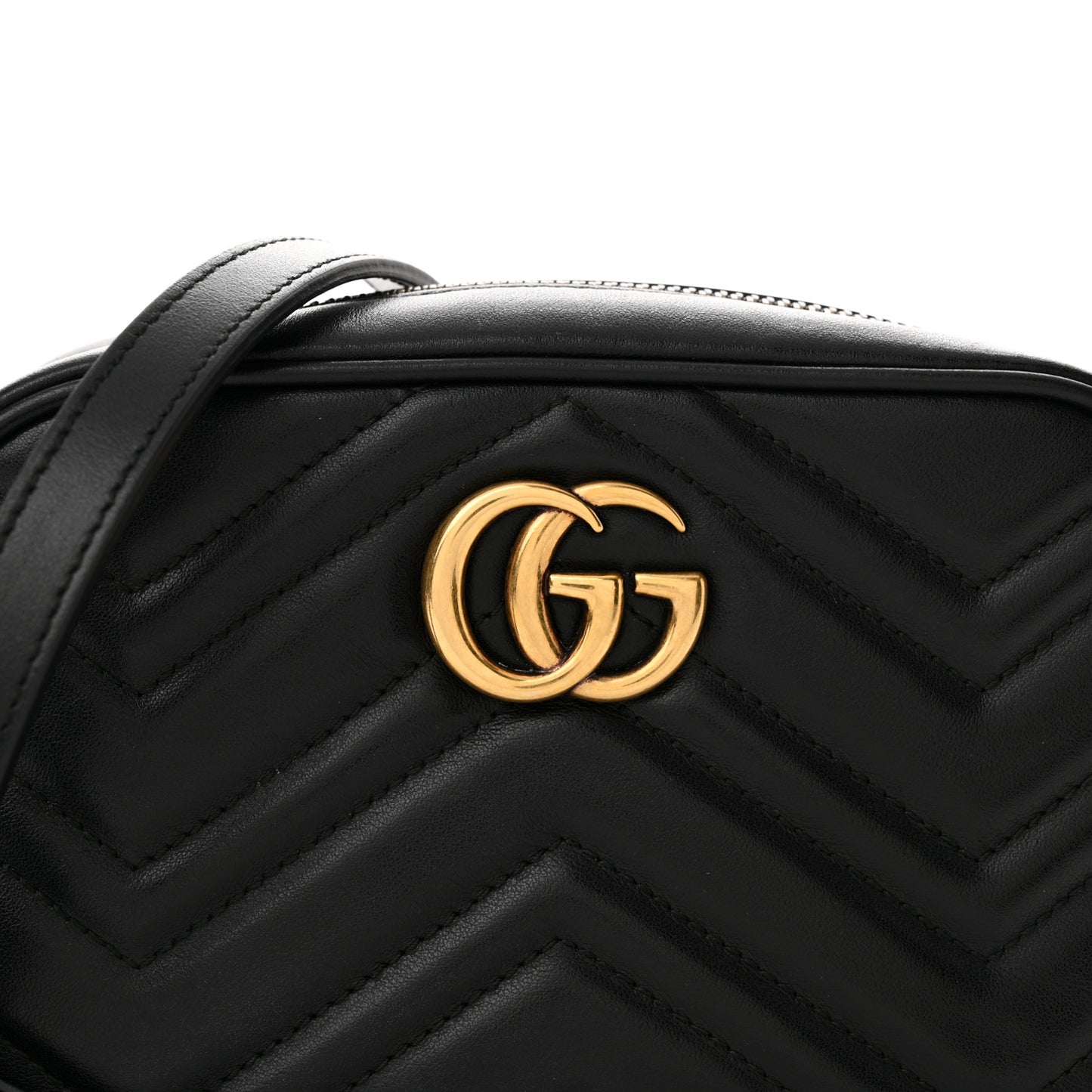 Calfskin Matelasse Mini GG Marmont Chain Shoulder Bag Black