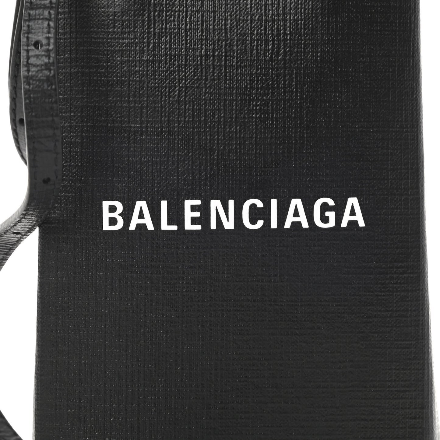 Squared Calfskin Logo Shopping Phone Holder Bag Black
