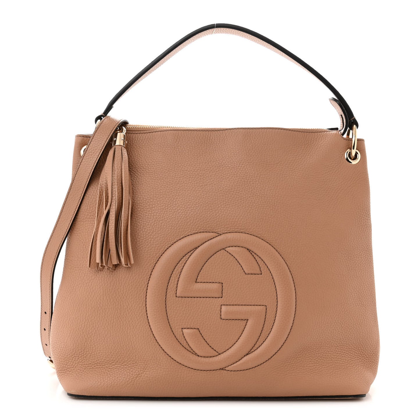 Pebbled Calfskin Large Soho Hobo Camelia