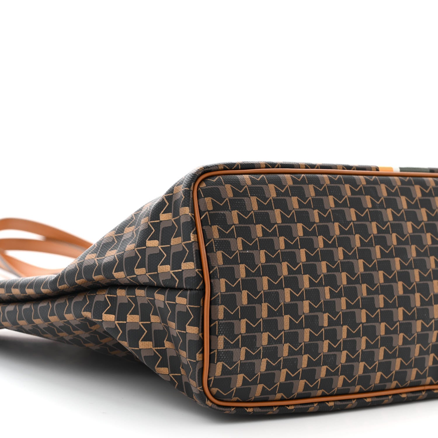 Moynat Grained Calfskin Canvas 1920 Oh! Tote Ruban MM Carbon Bronze Cognac 9 of 10
