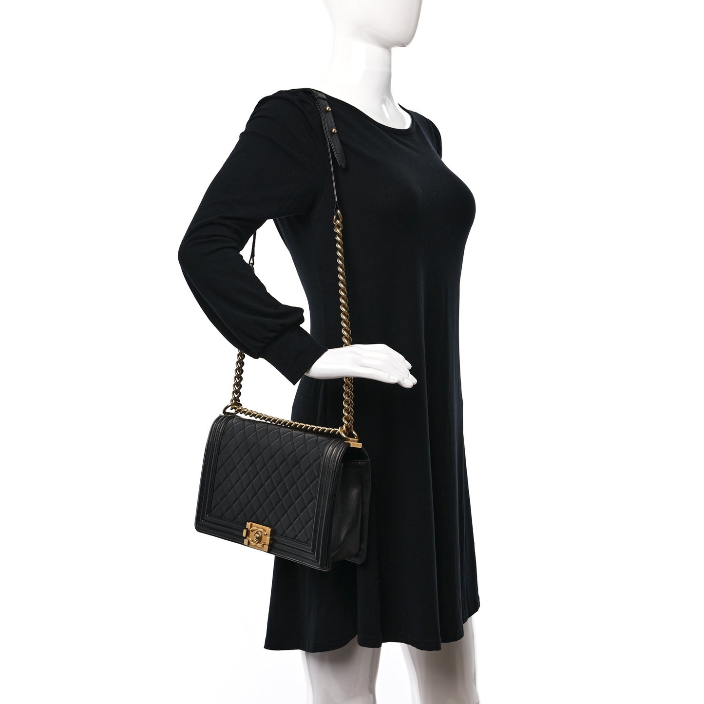 Lambskin Quilted New Medium Boy Flap Black