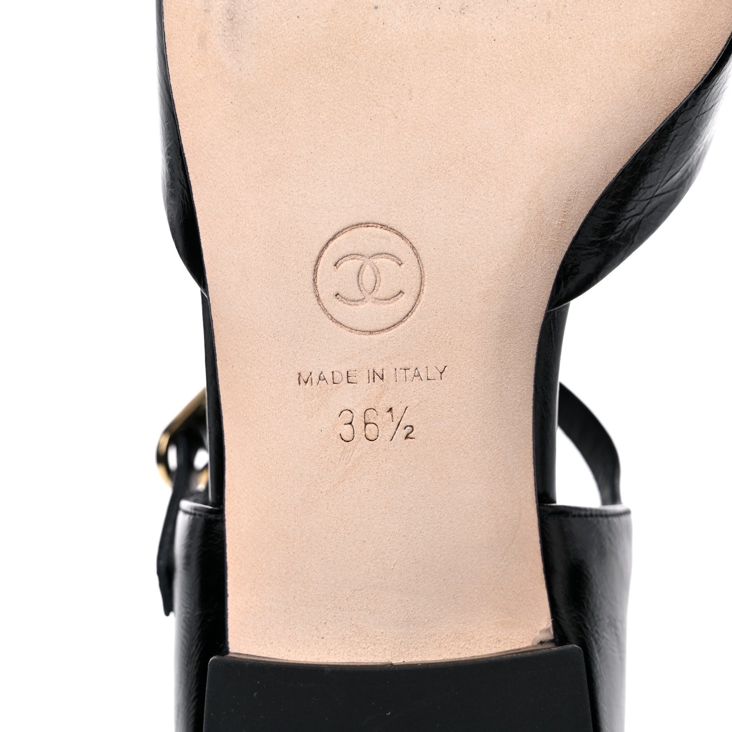 Glazed Calfskin Patent Cap Toe CC Mary Jane Flats 36.5 Black