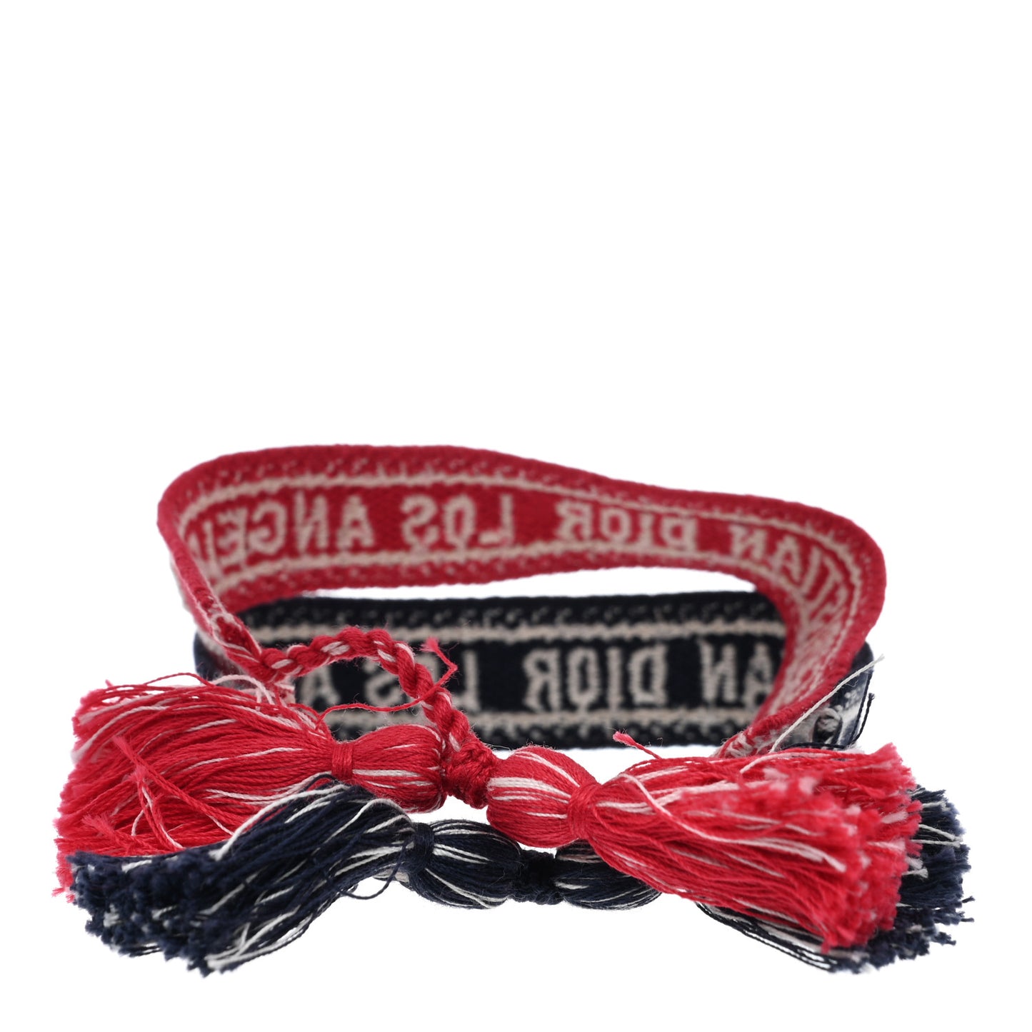 Woven Cotton Los Angeles Friendship Bracelet Set Navy Red
