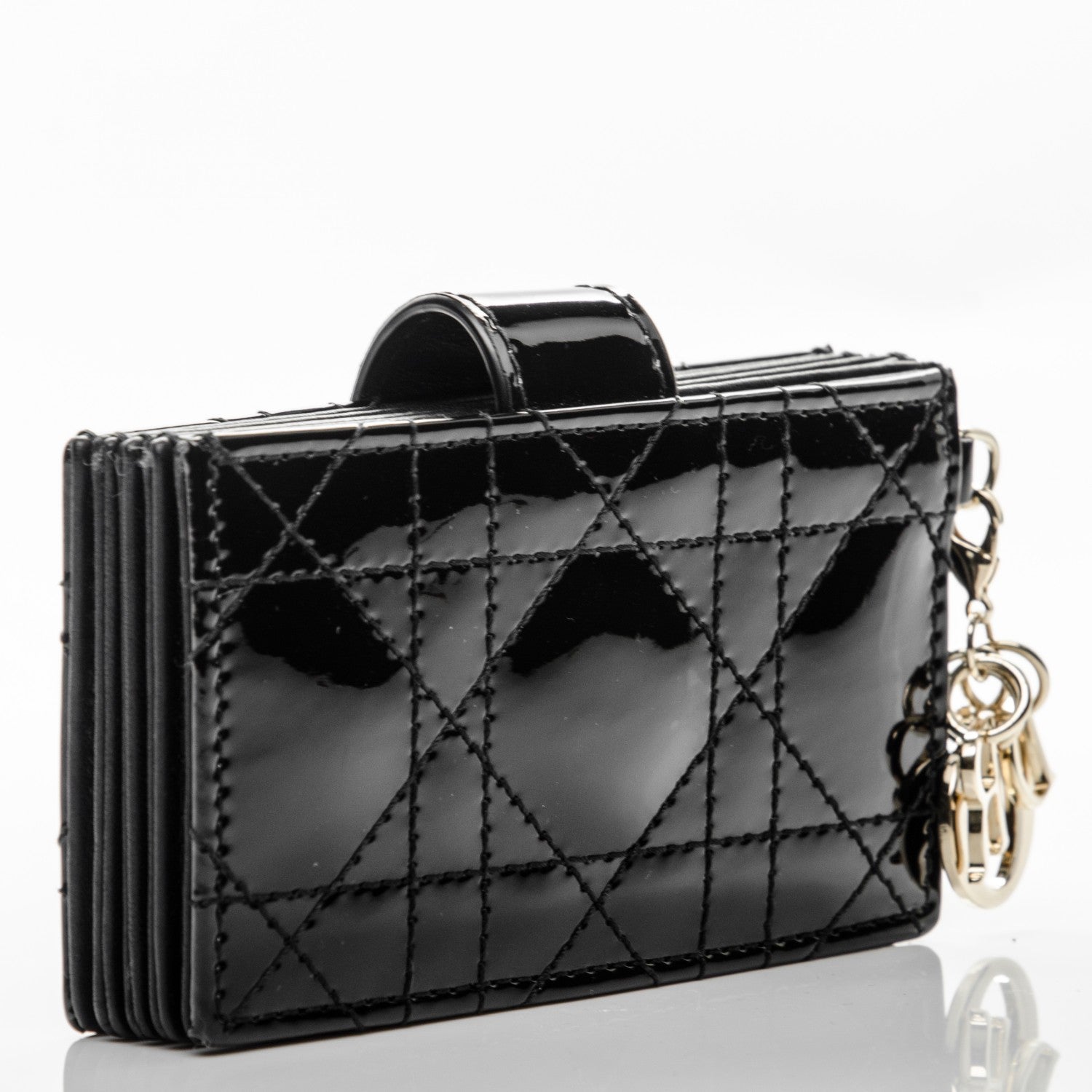 Christian Dior Patent Cannage Lady Dior 5-Gusset Card Holder Black 3 of 7