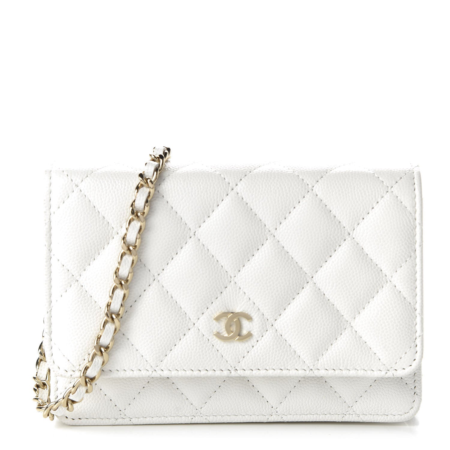 Chanel Caviar Quilted Mini Wallet On Chain WOC White 686944