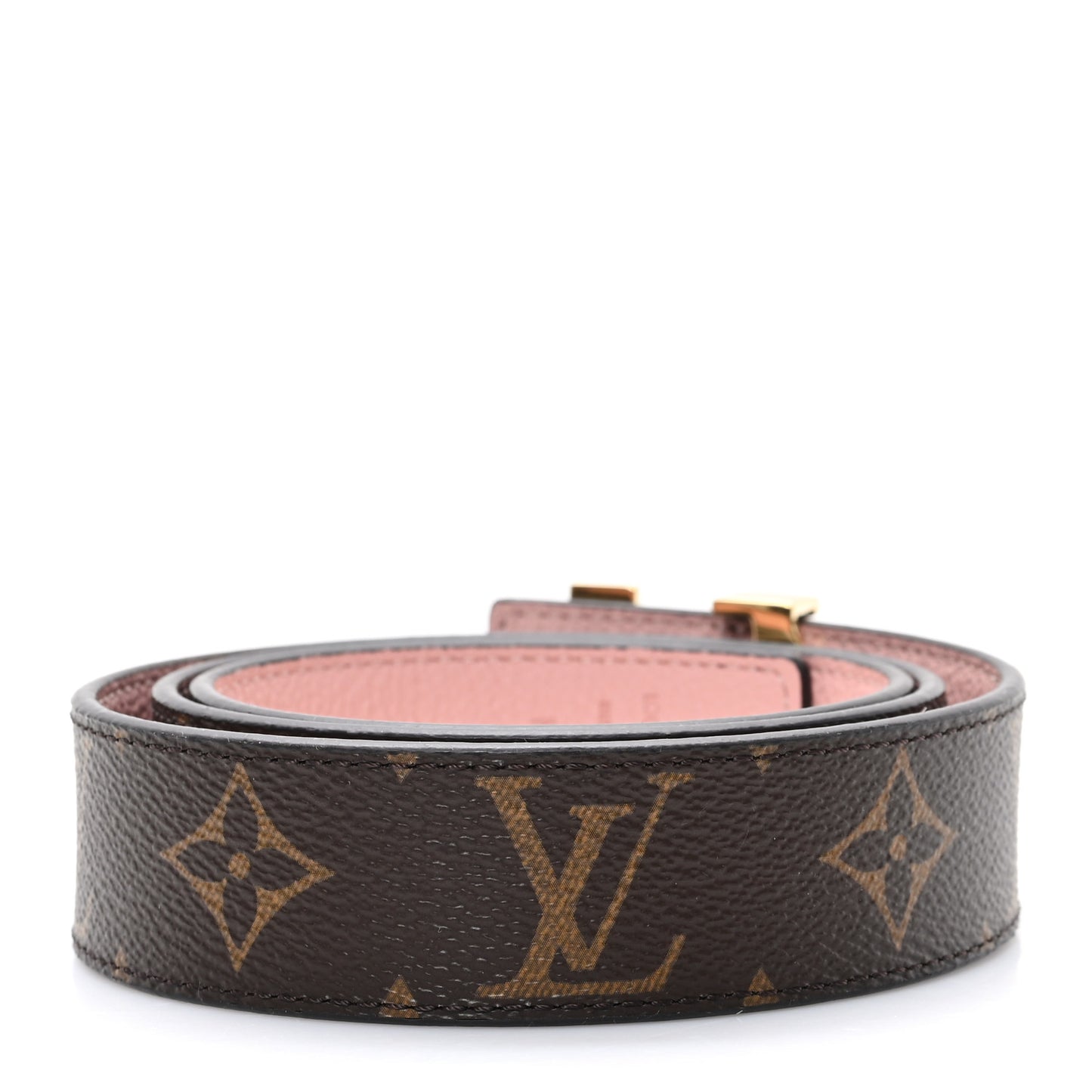 Calfskin Monogram 30mm LV Initiales Reversible Belt 80 32 Rose Ballerine