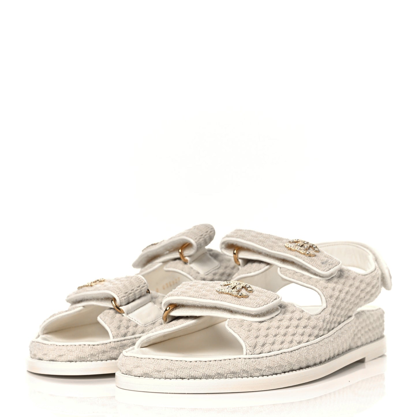 Knit Fabric Velcro Dad Sandals 41 Ivory